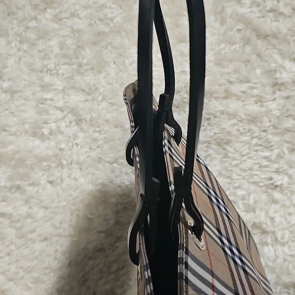 🔥Authentic Vintage Burberry Tan and Black Checkered Tote Bag - Picture 4 of 11